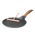 STONELINE Back to Nature Crepe Pfanne Induktion 25 cm, Omelettpfanne beschichtet mit echten Steinpartikeln, Pfannkuchen Pancake Pfanne Antihaft, Fettfrei Braten, Alle Herdarten, Holzoptik