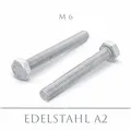 DIN 933 - Sechskantschraube A2 - Vollgewinde - M6x80 - 100 Stück