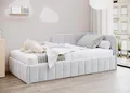 MOEBELPAKET.de Bett Mario 100x200 cm, Polsterbett mit Metallrahmen, Jugendbett mit Bettkasten und Oeko-Tex, Eleganter Riviera-Stoff, Grau, Rechts