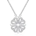Kette Damen Silber 925 Kleeblatt Herz Zirkonia Halskette Geschenk Schmuck