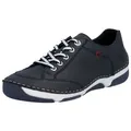 Rieker Sneaker Halbschuh, Freizeitschuh, Schnürschuh mit Rahmennaht blau 41 EU