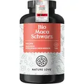 NATURE LOVE® Bio Maca Kapseln (schwarz) - 3000 mg je Tagesdosis - 180 Kapseln - Mit natürlichem Vitamin C - Ohne Magnesiumstearat, Zertifiziert Bio, hochdosiert, vegan, in Deutschland produziert