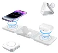 3-In-1 Wireless Ladestation Kabellose Faltbar Induktives Ladegerät Magsafe Qi 15W Kompatibel Mit Apple Iphone 16, 15 Airpods  Smartwatch, Ladeständer Reagle