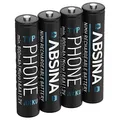 ABSINA 4X AAA Akku für Gigaset Telefon - NiMH Akku AAA für Telefon 800mAh - Akkus wiederaufladbar Gigaset CL660HX, A415, A400, C300, C430, C475, C530, AS690, E290, 520HX UVM - Aufladbare Batterien
