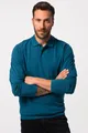 JP1880 Poloshirt Poloshirt Bauchfit Basic Langarm Piqué, blaugrün