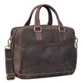 Benthill Aktentasche Leder Laptoptasche - Ledertasche für Herren und Damen Gross - Umhängetasche aus echtem Leder - Große Schultertasche für Laptop, Farbe:Dark Brown (H)