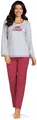 Damen Schlafanzug COMTESSA Pyjama langarm Baumwolle Jersey Winter grau Gr.50 NEU