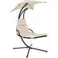 Home Deluxe Schwebeliege, Anthrazit, Beige, Kunststoff, 113x205x175 cm, Gartenmöbel, Hängematten