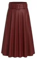 Mississhop Lederimitatrock Damen A-Linien Rock mit Gürtel – Kunstleder M.401
