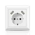 Kaifire Steckdose mit 2 x USB Anschluss 3.4A Unterputz, USB Steckdose System 55 X 55 Reinweiß Passt in Standard Unterputzdose, Schutzkontakt Schuko Wandsteckdose Geeignet für Smartphone Tablet MP3
