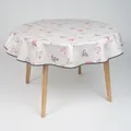 laro 140cm runde Wachstuch Tischdecke abwaschbar Wachstuchtischdecke mit Saum-Eingefasst-Paspelband, Muster:Hühnerparade Grau Rot Schwarz, Größe: Rund 140cm
