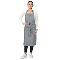 ZOLLNER Kochschürze in schwarz-weiß-gestreift - robuste Grillschürze mit aufgenähten Taschen - Baumwolle - 75x100 cm - mit Bindebänder - waschbar bis 60°C - Oeko Tex® zertifiziert