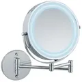 Wenko LED-Kosmetikspiegel "Power-Loc" in Silber - Ø 17,5 cm