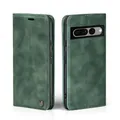 LBH Handyhülle für Google Pixel 7 Pro in Grün mit Karten- und Geldfach Smartphone Hülle mit Standfunktion Flip Case Schutzhülle Magnetverschluss Vintage