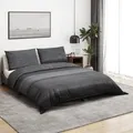 Bettwäsche-Set Dunkelgrau 220x240 cm Baumwolle