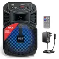 Pyle PA Bluetooth Lautsprecher, Karaoke Maschine, Musikbox Bluetooth Box mit Fernbedienung, Partybox, Rechargeable, 8” Subwoofer, 1” Tweeter, Partybeleuchtung, MP3/USB, Radio, 300W
