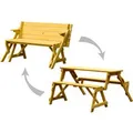 DOBAR 2in1 Picknicktisch und Sitzbank, aus Holz, natur