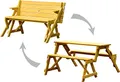 dobar® 29301FSCe Picknickbank 2in1 Groß | Multifunktions Gartenbank | Picknicktisch Massivholz | Sitzbank und Tisch 4 Personen | Sitzgarnitur Outdoor | 138 x 144 x 77 cm | Natur
