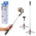 Hama Selfie Stick Stativ für Handy 30–110cm mit Auslöser Foto/Video (Ultraleicht 195g Packmaß 24cm, Selfiestick mit Stativ und Fernbedienung Bluetooth, universal Handyhalter iPhone etc.)