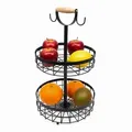 Relaxdays Obstkorb Etagere 2-stöckig Hellbraun,Schwarz