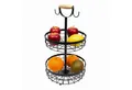 relaxdays Obstschale Obstkorb Etagere 2-stöckig, Eisen, schwarz