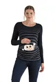 Winke Winke Baby - Lustige witzige süße Umstandsmode gestreiftes Umstandsshirt mit Motiv für die Schwangerschaft, Langarm (Schwarz, X-Large)