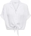 ONLY Damen Bluse verkürzt Halbarm Knoten-Detail Hemdkragen Knopfleiste elegant