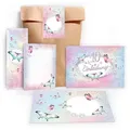 LIMONIA Einladungskarten Schmetterling Einladungen zum 10. Kindergeburtstag Blume Mitgebsel Set, Mitgebsel Set zum zehnten Geburtstag mit Schmetterling Motiv
