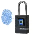MASTER LOCK Biometrisches Schwerlast-Vorhängeschloss [Wetterfest] [Fingerabdruck-Schloss und Not-Richtungsschloss] [langer Bügel] 4901EURDLHCC – Geeignet für Anwendungen im Freien