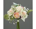 Kunstblumenstrauß Rosen-Schleierkraut-Bouquet 20cm, mucPlants