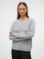 Rundhalspullover "VMDOFFYSHINE LS O-NECK BLOUSE REP NOOS", Gr. XS (34), Light Grey Melange Detail:W. SILVER LUREX
