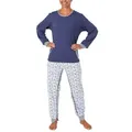 Normann Care Pyjama Damen Pflegeoverall langarm mit Reissverschluss am Rücken und am Bein 60507 blau XS