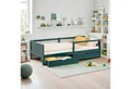 Homestyle4u Kinderbett 90x200 2 Bettkästen Rausfallschutz Einzelbett Gitterbett mit Stauraum (Set, mit Lattenrost), Grün, Bettkasten/Schublade, Kiefer