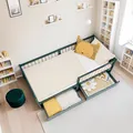 Kinderbett 90x200 Rausfallschutz 2 Schubladen Holzbett Bett Grün Homestyle4u