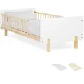 Homestyle4u Kinderbett 90x200 mit Raufallschutz Lattenrost Matratze Weiß 2801