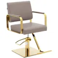 Expondo physa Friseurstuhl mit Fußstütze - 490 - 650 mm - 200 kg - Beige / Goldfarben
