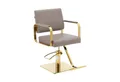 Physa Armlehnstuhl Friseurstuhl mit Fußstütze Höhe 49 - 65 cm Friseursessel 200 kg, Beige, Golden