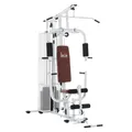 HOMCOM Kraftstation mit Stahlnetz Latzug Metall Kunstleder Weiß 150x110x210cm