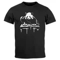 Neverless Print-Shirt Herren T-Shirt mit Aufdruck Panda DJ Techno Rave Festival Outfit mit Print schwarz M