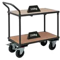 Profi Tischwagen mit 2 Etagen | HxBxT 95x97x50cm | Traglast 400kg | Vollgummibereifung, 2x Lenkrollen mit Feststellbremse & 2x Bockrollen | Grau | ... - Grau
