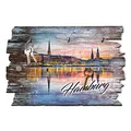 Kreative Feder Hamburg Hafen Designer Schlüsselbrett, Hakenleiste im Landhaus-Stil, Shabby-Chic aus Holz 30x20cm (Hamburg Hafen)