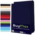 Buymax Spannbettlaken 2-er Set, Doppelpack, Bettlaken, Jersey 100% Baumwolle, Gummizug: rundum, (2 Stück), Pflegeleicht und Atmungsaktiv in Verschiedenen Farben und Größen blau 200 cm x 200 cm
