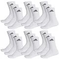 adidas CUSHIONED CREW Tennissocken Sportsocken Damen Herren Unisex 18 Paar, Farbe:White, Socken & Strümpfe:49-51