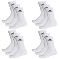 adidas CUSHIONED CREW Tennissocken Sportsocken Damen Herren Unisex 12 Paar, Farbe:White, Socken & Strümpfe:49-51