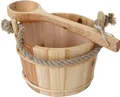 Saunakübel mit Einsatz HWC-B26, Saunazubehör Saunaeimer Saunakelle Aufguss, Kiefernholz 3,5 L hell-braun