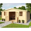 Gartenhaus LASITA MAJA "Mosel 5", beige (naturbelassen), Fußboden im Gartenhaus, ohne Dacheindeckung, Holzwerkstoff, Gartenhäuser