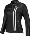 Rusty Stitches Alice Damen Motorrad Lederjacke, schwarz/weiß, 44