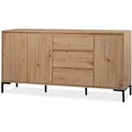 Furn.Design Sideboard, Eiche Artisan, Metall, Nachbildung,Eiche, Uni, Holz Optik, 2 Fächer, 3 Schubladen, eckig, 170x87x40 cm, Wohnzimmer, Kommoden & Sideboards, Sideboards