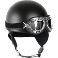 Mil-Tec Schutzhelm Retro Helm Halbschale mit Brille schwarz 57-58 (M)