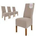 Scheffler Home Stuhlhussen Emma Taupe 4er Set aus Jersey Baumwolle – Elastische Stuhlbezüge für Hochlehner und Polsterstühle, waschbar und formstabil, Oeko-TEX Zertifiziert